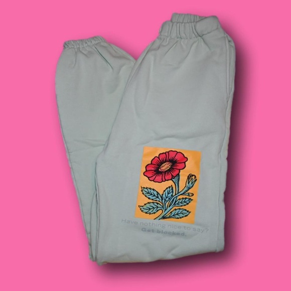 BOYS LIE oversized sweat pants “Have nothing nice to say? Get blocked” S NIB - Picture 2 of 5